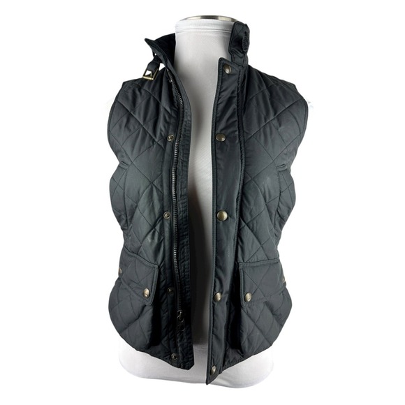 Polo Ralph Lauren Diamond Quilted Vest XS Black Full Zip Corduroy Collar Belt - Picture 3 of 16